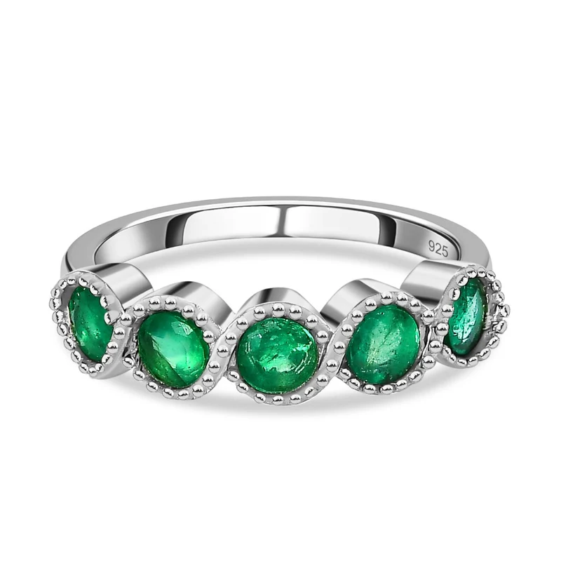 Kagem Sambischer Smaragd Ring, 925 Silber platiniert ca. 1.00 ct