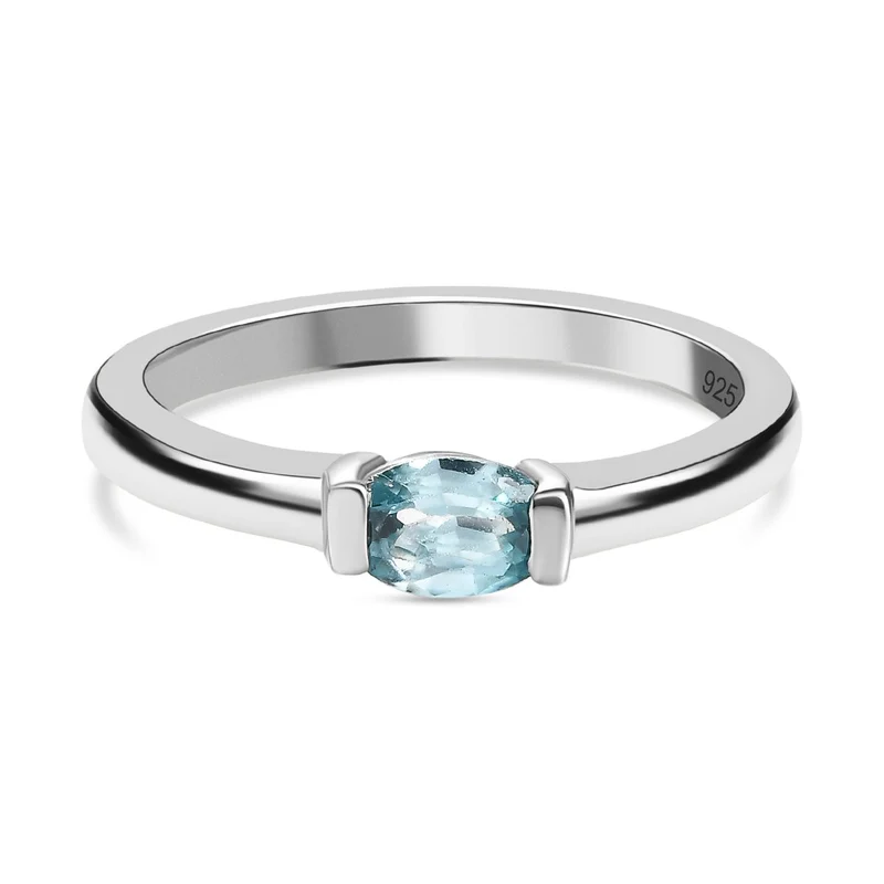 Kambodschanischer Blauer Zirkon Ring, 925 Silber platiniert ca. 0.73 ct
