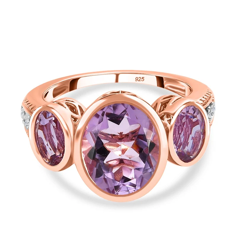 Rose De France Amethyst Ring, 925 Silber rosévergoldet, , ca. 5.09 ct