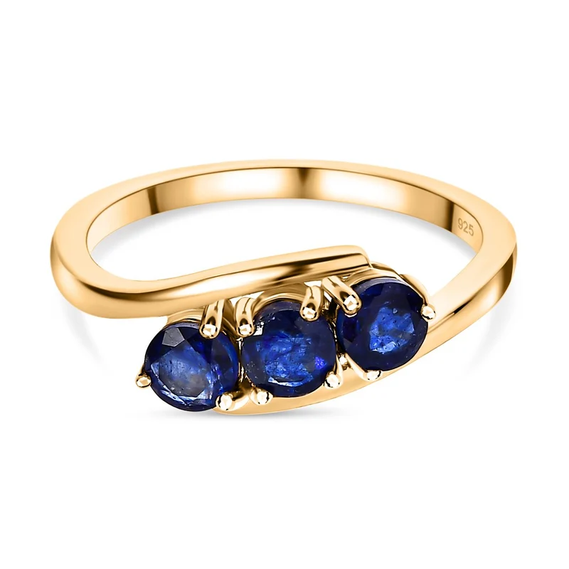 Masoala Saphir (Fissure gefüllt) Ring, 925 Silber vergoldet, ca. 1.26 ct