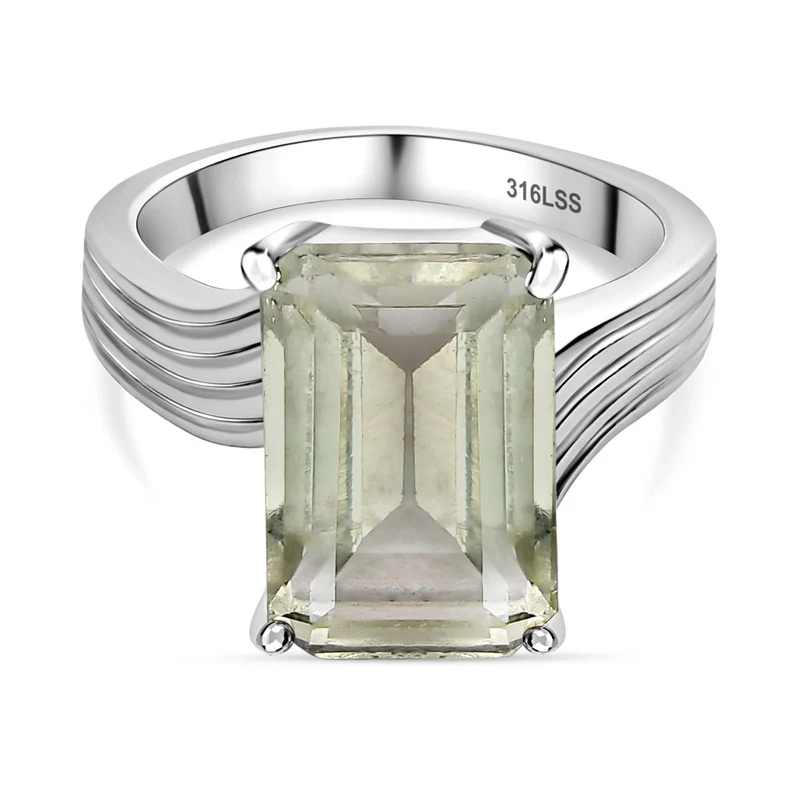 AAA Prasiolith Ring Edelstahl, , ca. 7.30 ct