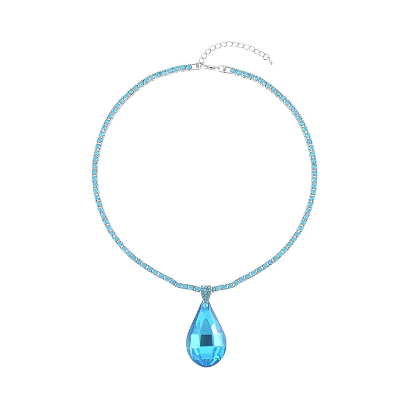 Kunsthandwerklicher Glas-Anhänger mit Kette, blau