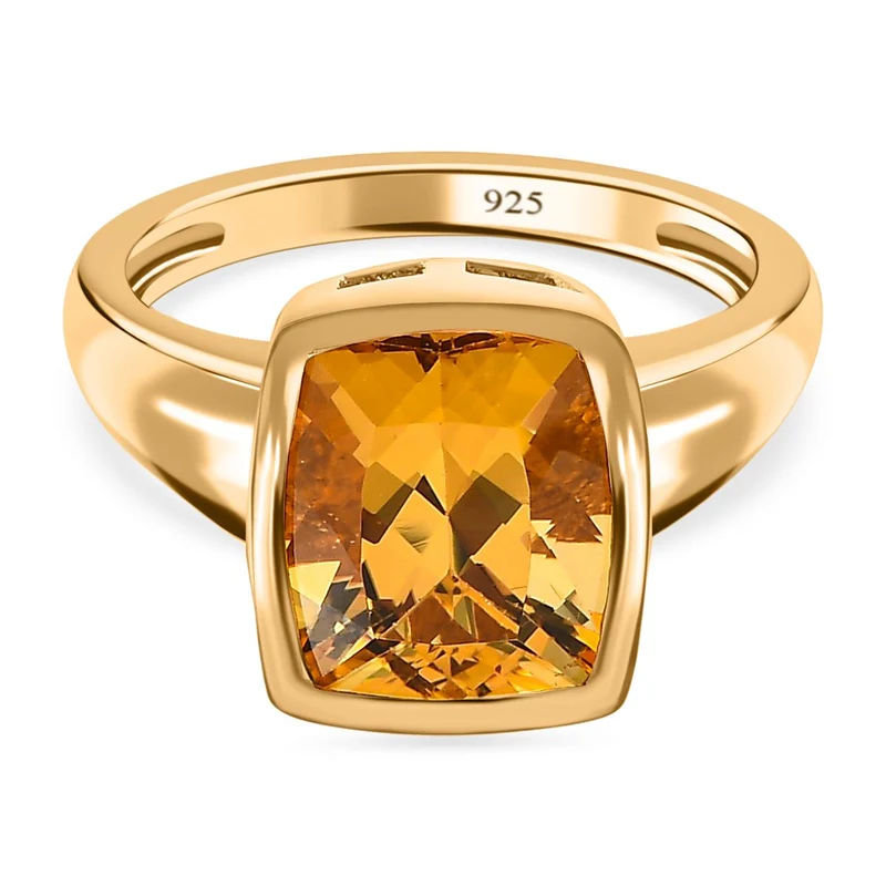 AA Premium Brasilianischer Heliodor Ring, 925 Silber Gelbgold Vermeil, ca. 3.78 ct