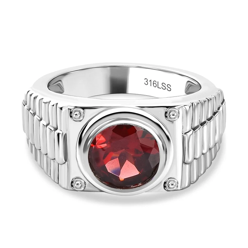 Roter Granat Ring, Edelstahl, , ca. 2.34 ct