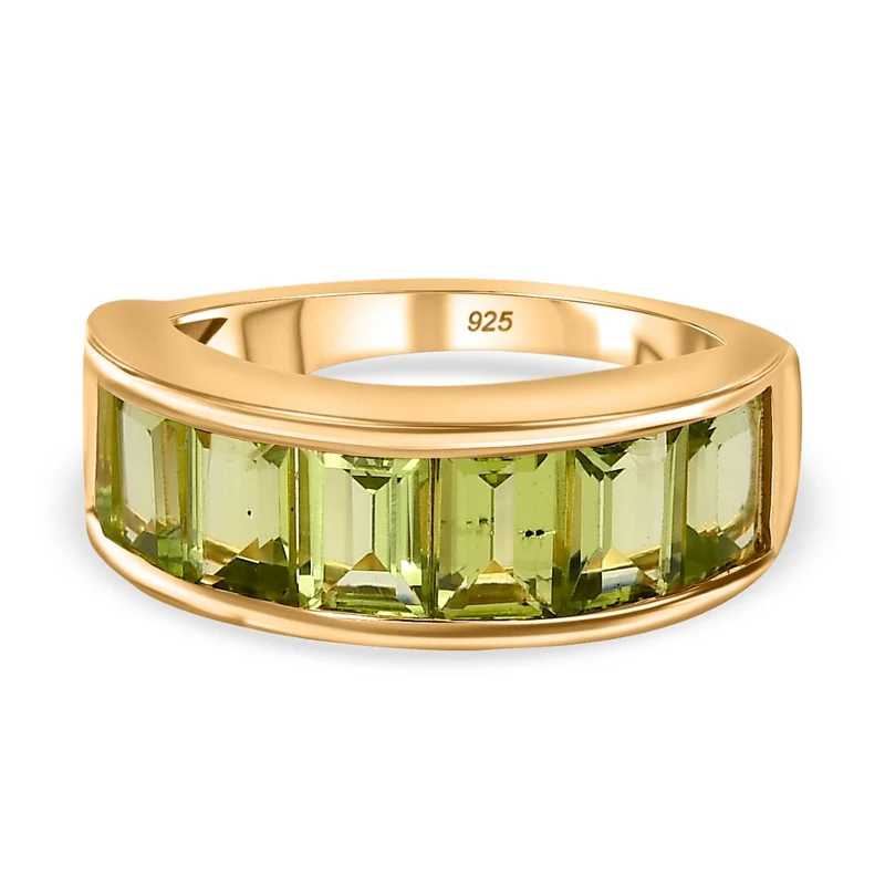 Natürlicher Peridot Ring, 925 Silber vergoldet ca. 5.52 ct