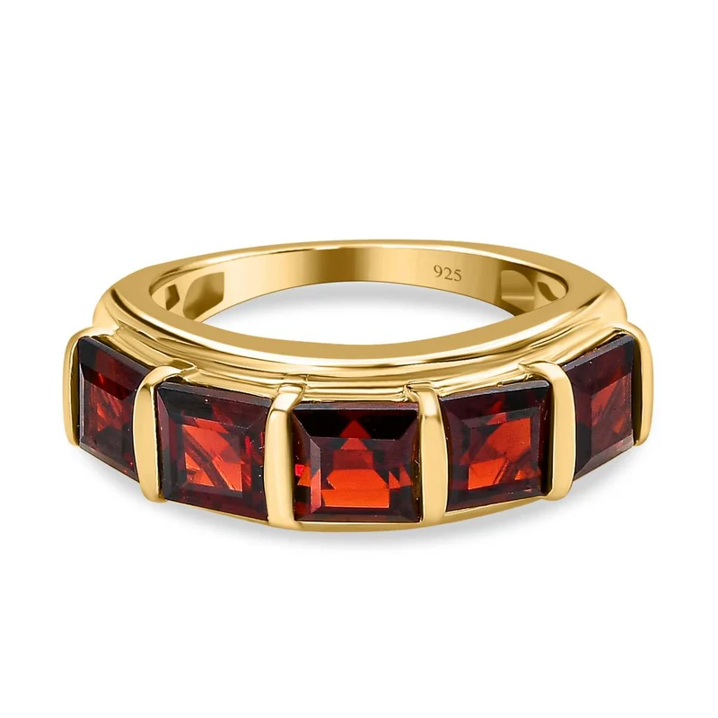 Mosambik Granat Ring, 925 Silber vergoldet, ca. 4.38 ct