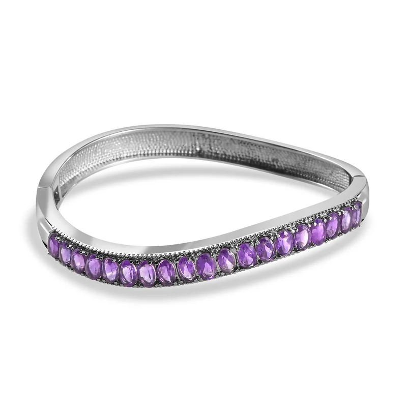 Afrikanischer Amethyst Armreif, ca. 19 cm, Edelstahl ca. 7.84 ct