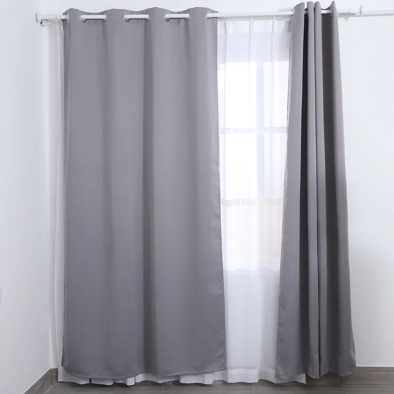 Verdunkelungsvorhang mit 8 Metallringen in 2 Stück/Set ,210gsm Oberseite: 8 Ösen, Größe:132x244cm, blau