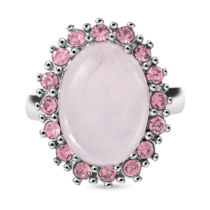 Rosenquarz, Rosa Kristall Ring, Reiner Edelstahl, , ca. 5.00 ct
