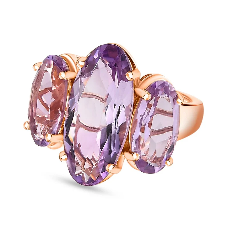 Rose De France Amethyst Ring, 925 Silber rosévergoldet, , ca. 8.81 ct