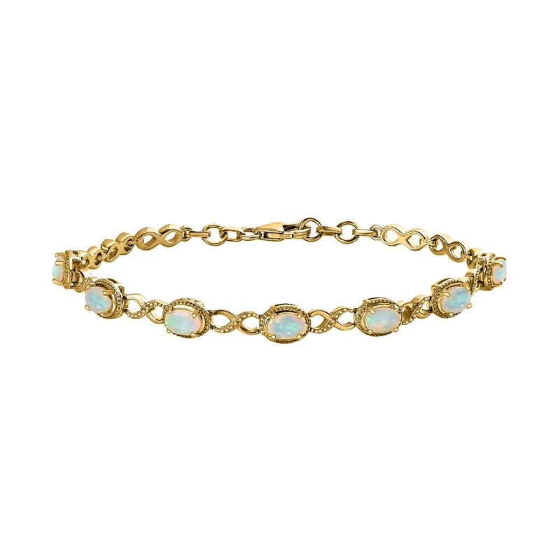 Natürlicher, äthiopischer Welo Opal Armband, ca. 19 cm, 925 Silber vergoldet, ca. 2.04 ct
