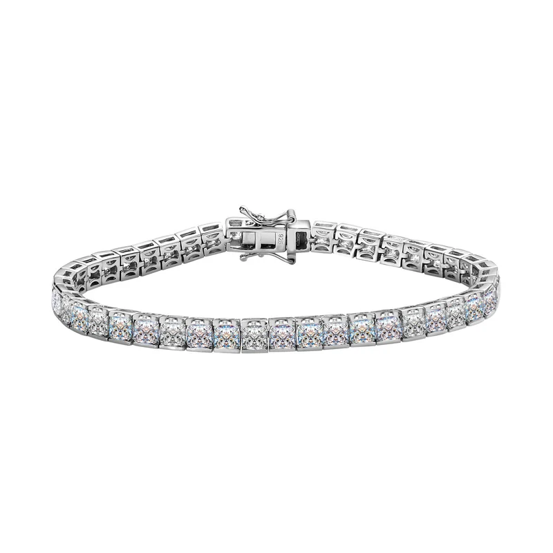 Moissanit Armband ca. 20 cm 925 Silber platiniert ca. 17,28 ct.