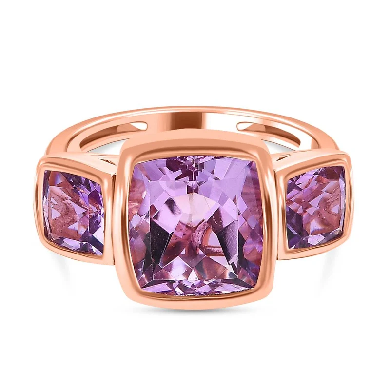 Rose De France Amethyst Ring, 925 Silber rosévergoldet ca. 6.54 ct