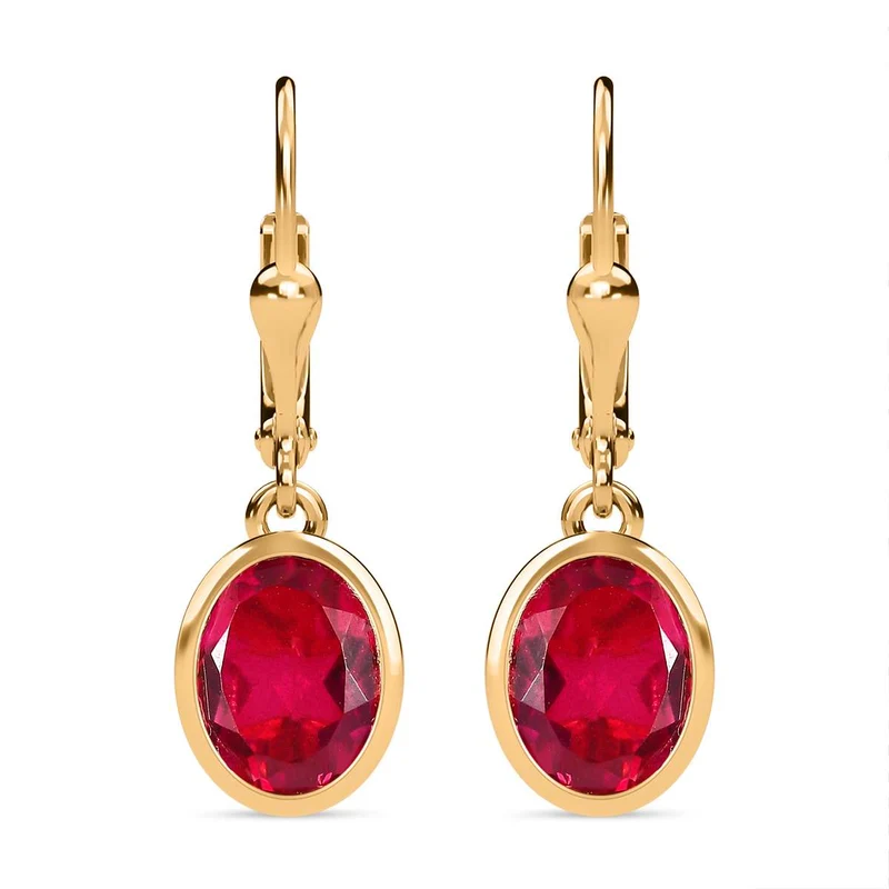 Magenta Rosa Triplet Quarz Ohrringe, 925 Silber vergoldet ca. 4.25 ct