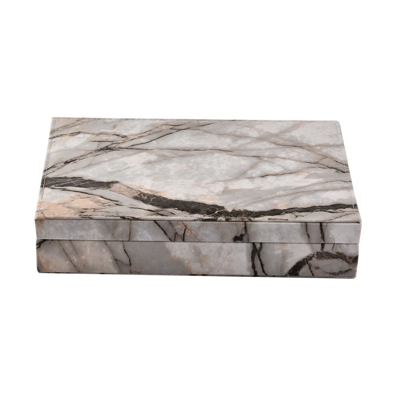 Ringkoffer mit 8 Kettenhaken und Taschen, Marmoriert, 29x19x6 cm, Orange