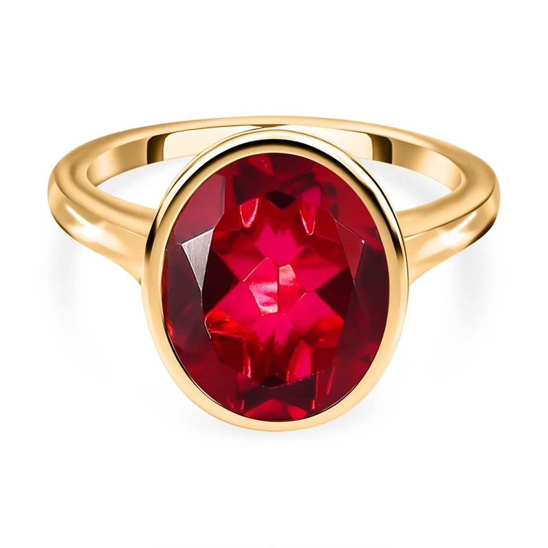 Magenta Rosa Quarz Triplette Ring, 925 Silber vergoldet ca. 5.25 ct
