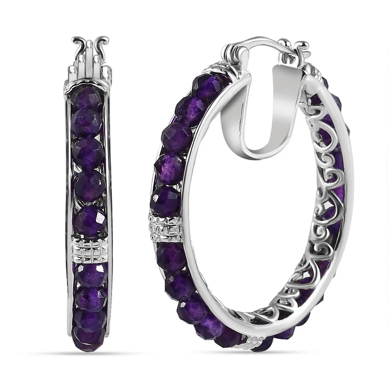 Roter Granat Ohrringe, Messing, platiniert, ca. 18.90 ct