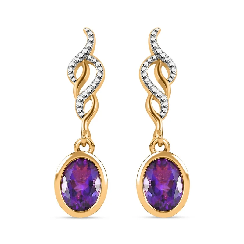 AA Mashamba Amethyst Ohrringe, 925 Silber vergoldet, ca. 2.24 ct