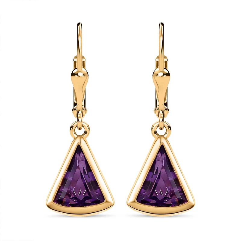 Afrikanischer Amethyst Ohrringe, 925 Silber Gelbgold Vermeil ca. 3.45 ct