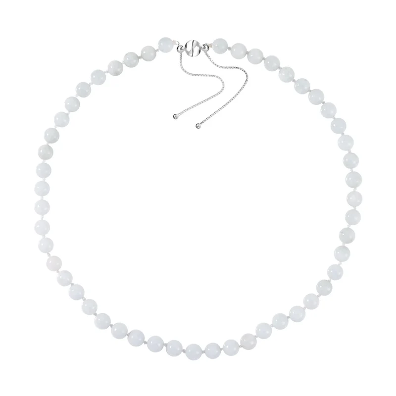 Weiße Jade Halskette ca. 45 cm 925 Silber rhodiniert ca. 208.95 ct