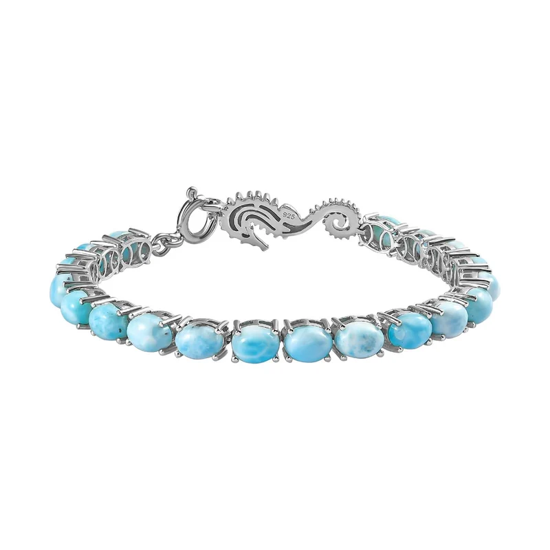 Larimar Armband ca. 18 cm 925 Silber platiniert ca. 19.63 ct
