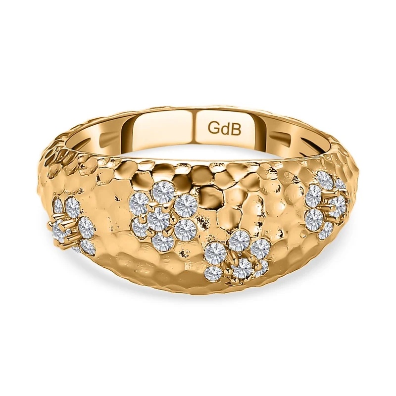 Weißer Zirkonia Ring, vergoldet ca. 0.81 ct