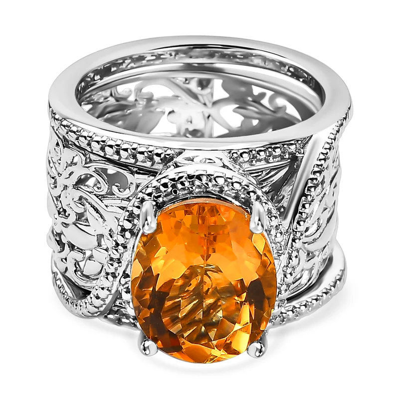 Citrin Ring, platiniert, ca. 4.65 ct