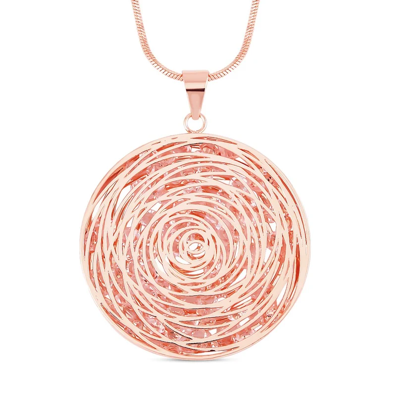 Glitzernde Designer Kristall Anhänger mit Kette, roséfarben