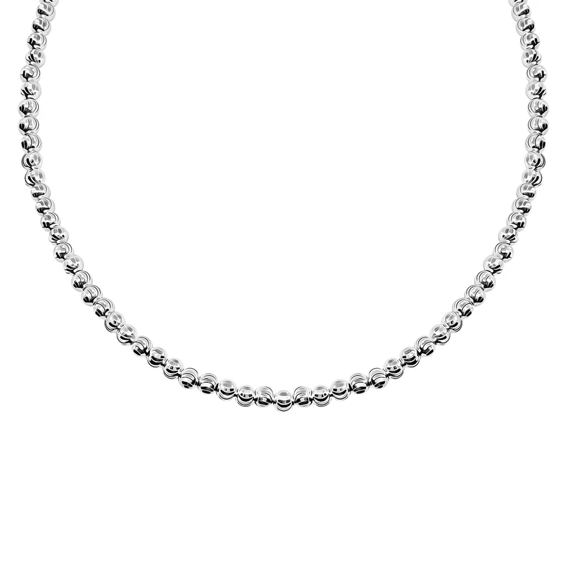 Italianische 925 Silber rhodiniert Kugelkette, ca. 50 cm, ca. 14,79g