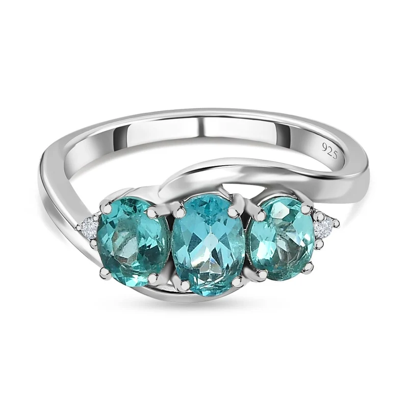Minz Apatit Ring, 925 Silber platiniert ca. 1.31 ct