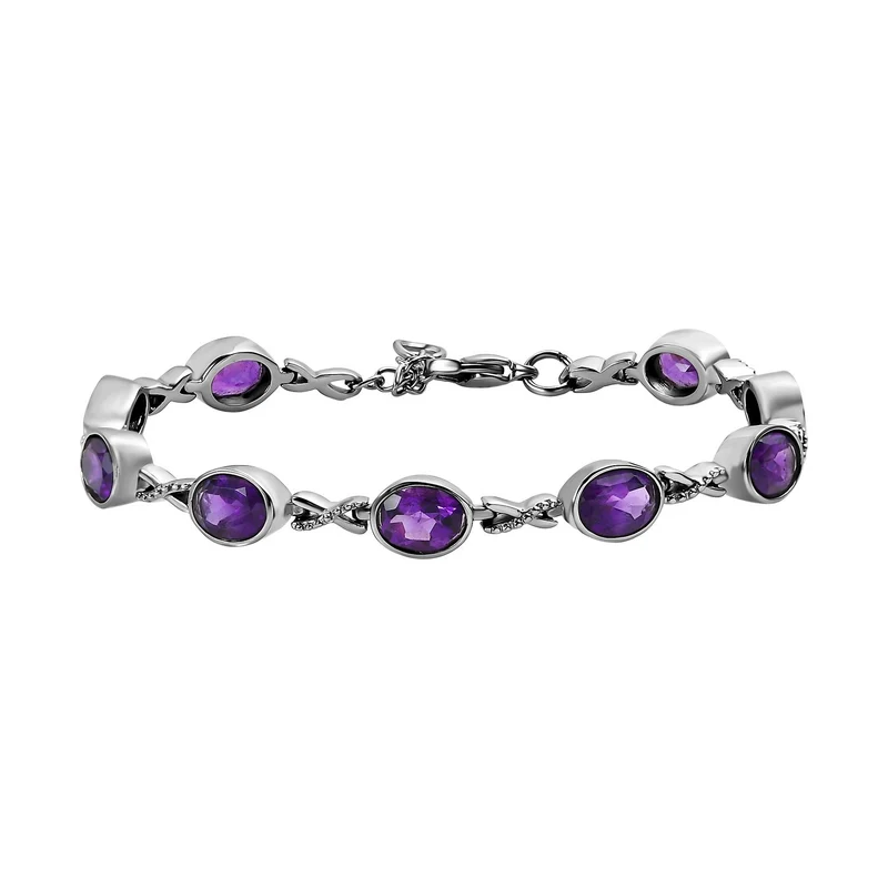 Afrikanischer Amethyst Armband, ca. 18 cm Edelstahl ca. 10.48 ct
