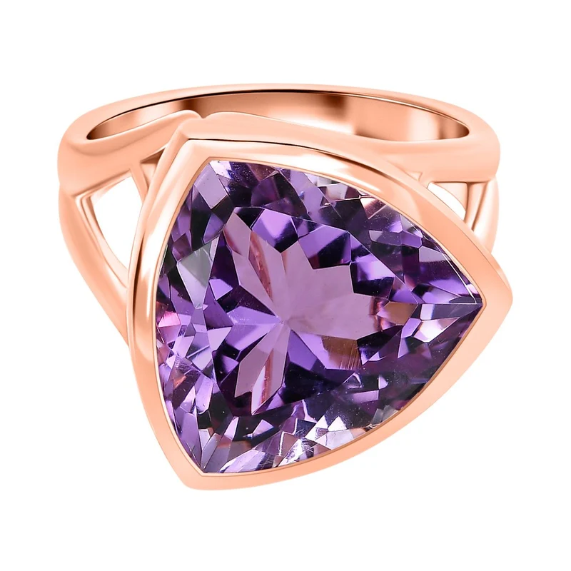 AAA Rose De France Amethyst Ring, 925 Silber rosévergoldet ca. 10.48 ct