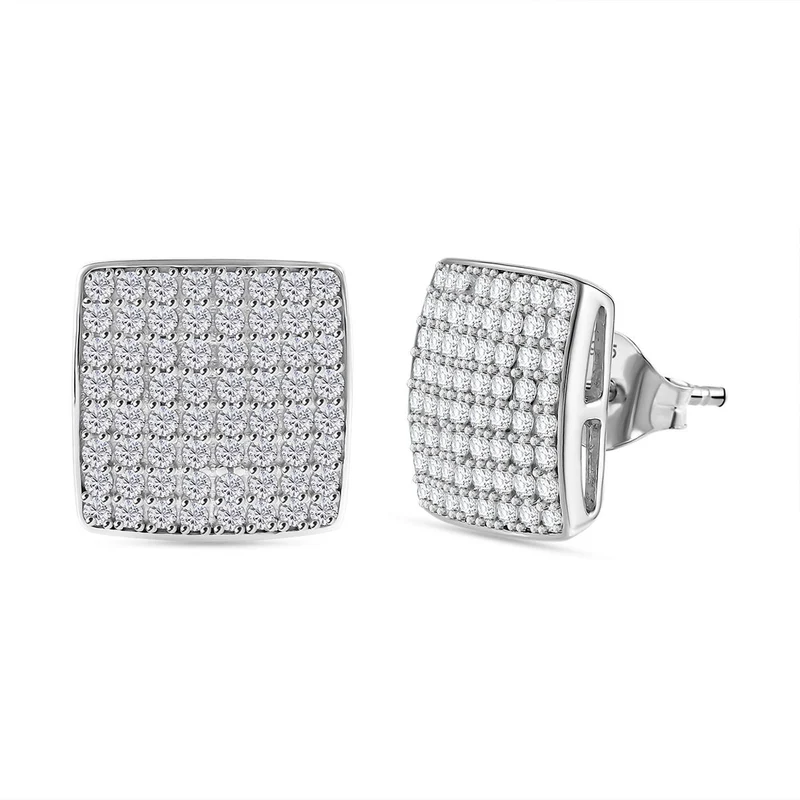 LUSTRO STELLA - Weißer Zirkonia Ohrringe, 925 Silber rhodiniert