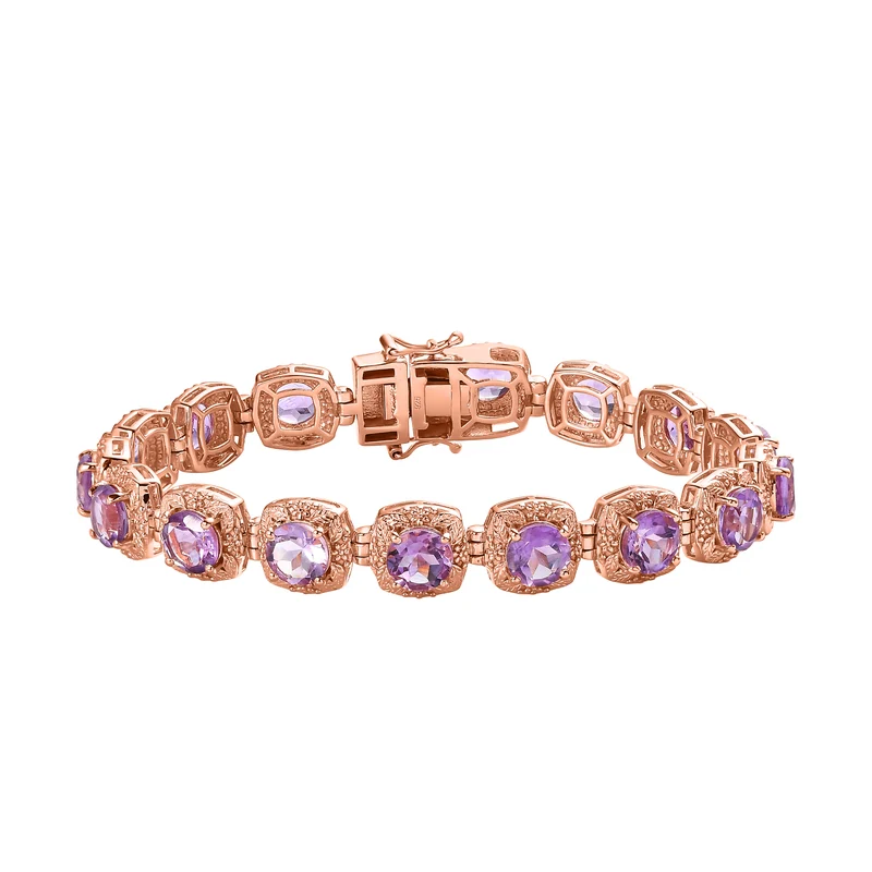 AAA Rose De France Amethyst Armband ca. 20 cm 925 Silber rosévergoldet ca. 18.32 ct