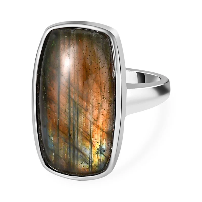 Labradorit Ring, Edelstahl ca. 5.96 ct