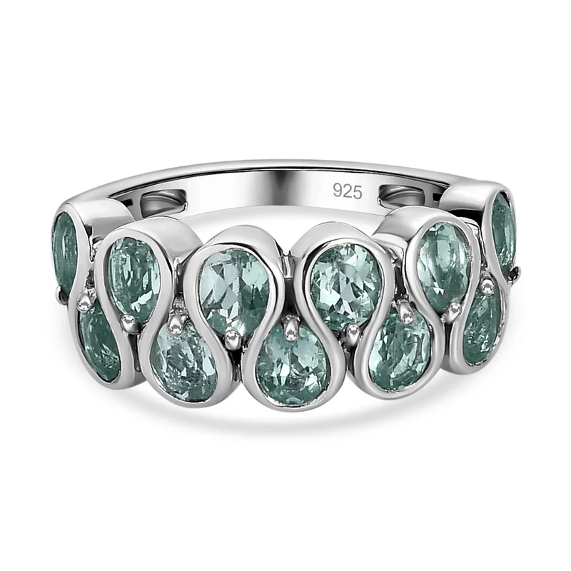 Minz Apatit Ring, 925 Silber platiniert ca. 2.20 ct
