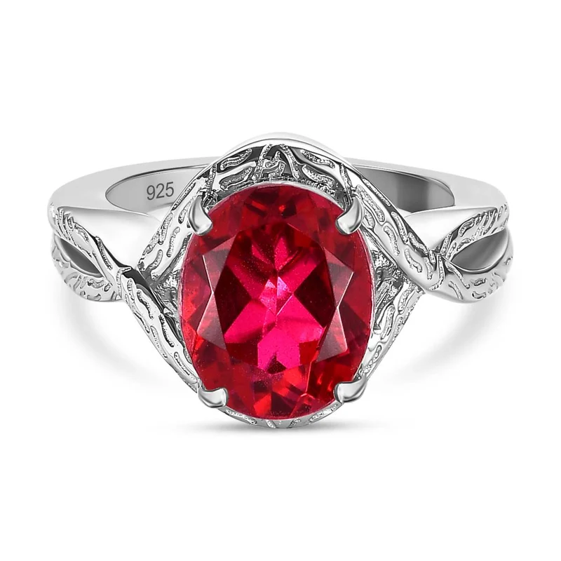 Magenta Rosa Quarz Triplette Ring, 925 Silber platiniert ca. 4.01 ct