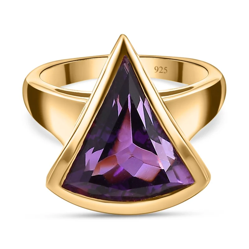 Afrikanischer Amethyst Ring, 925 Silber Gelbgold Vermeil ca. 5.65 ct