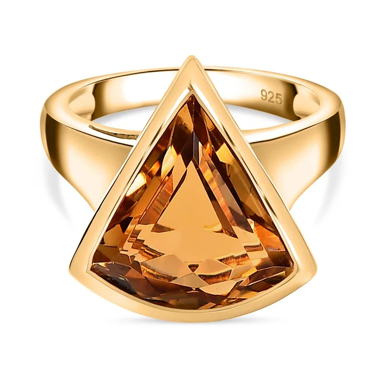 Citrin Ring, 925 Silber Gelbgold Vermeil, ca. 5.59 ct