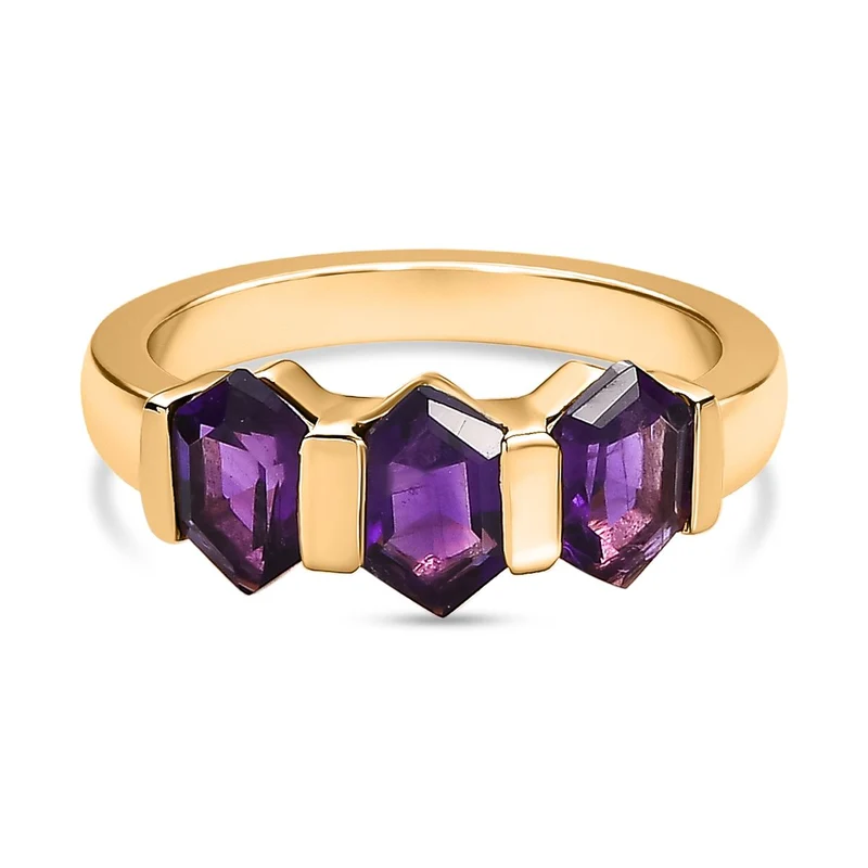 AA Afrikanischer Amethyst Ring, 925 Silber vergoldet ca. 1.85 ct
