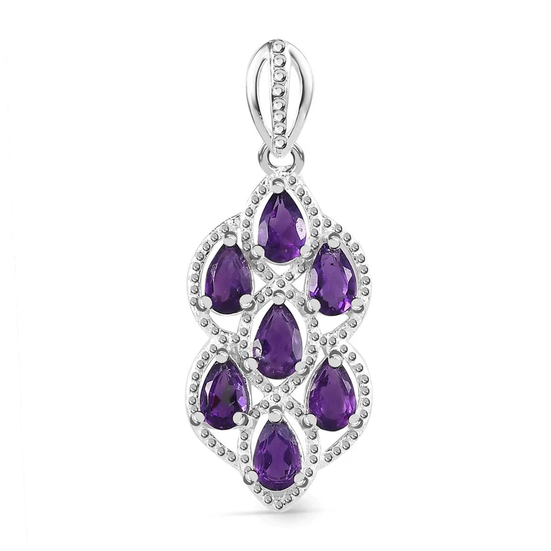 Roter Granat Anhänger 925 Silber ca. 1.58 ct