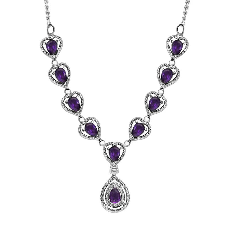 Afrikanischer Amethyst Halskette ca. 45 cm Edelstahl ca. 3.57 ct