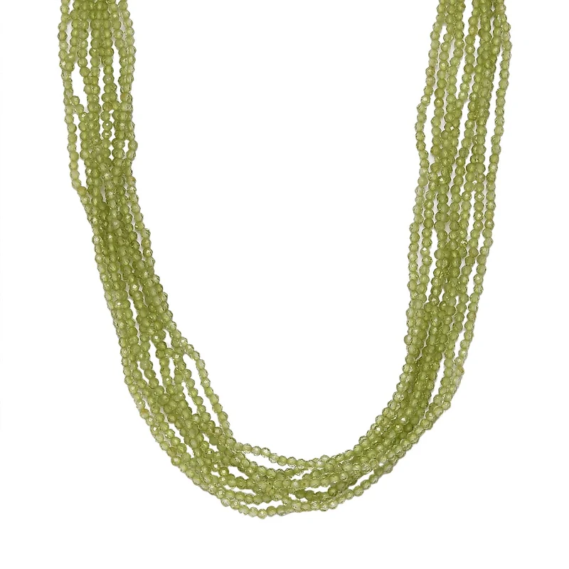 Natürliche Peridot mehrsträngige Halskette, ca. 50 cm, 925 Silber ca. 100.00 ct