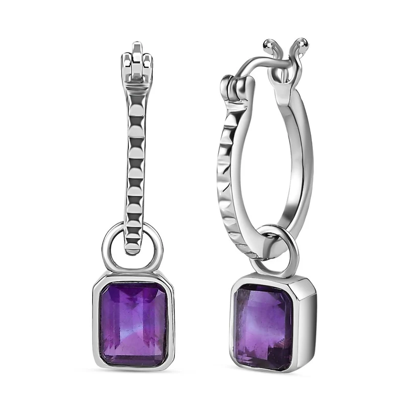 Afrikanischer Amethyst Ohrringe, Edelstahl, ca. 3.00 ct