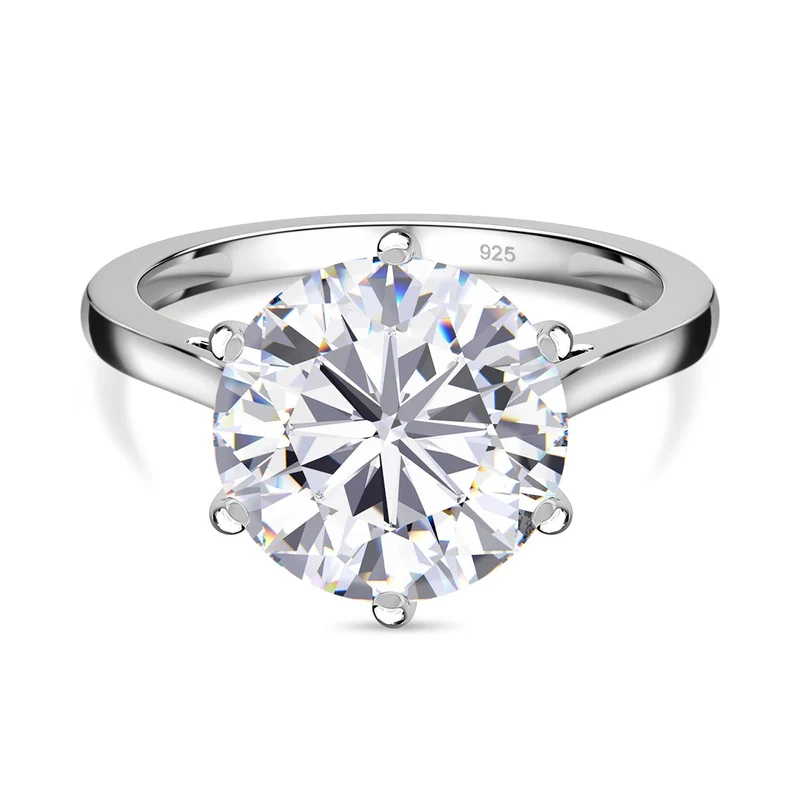 Weißer Kristall Ring, 925 Silber
