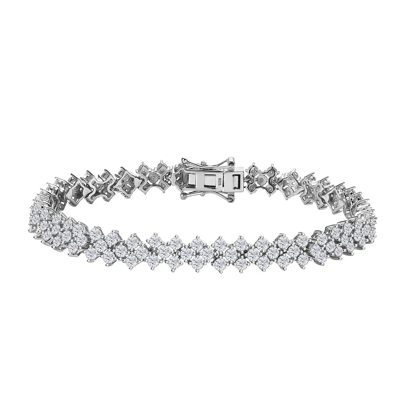 88 Facetten Moissanit Armband, ca. 20 cm 925 Silber platiniert ca. 8.64 ct