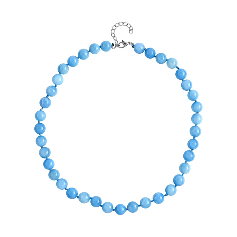 Blauer Quarzit Halskette, (9-11mm), ca. 45 cm, Reiner Edelstahl, ca. 296.00 ct