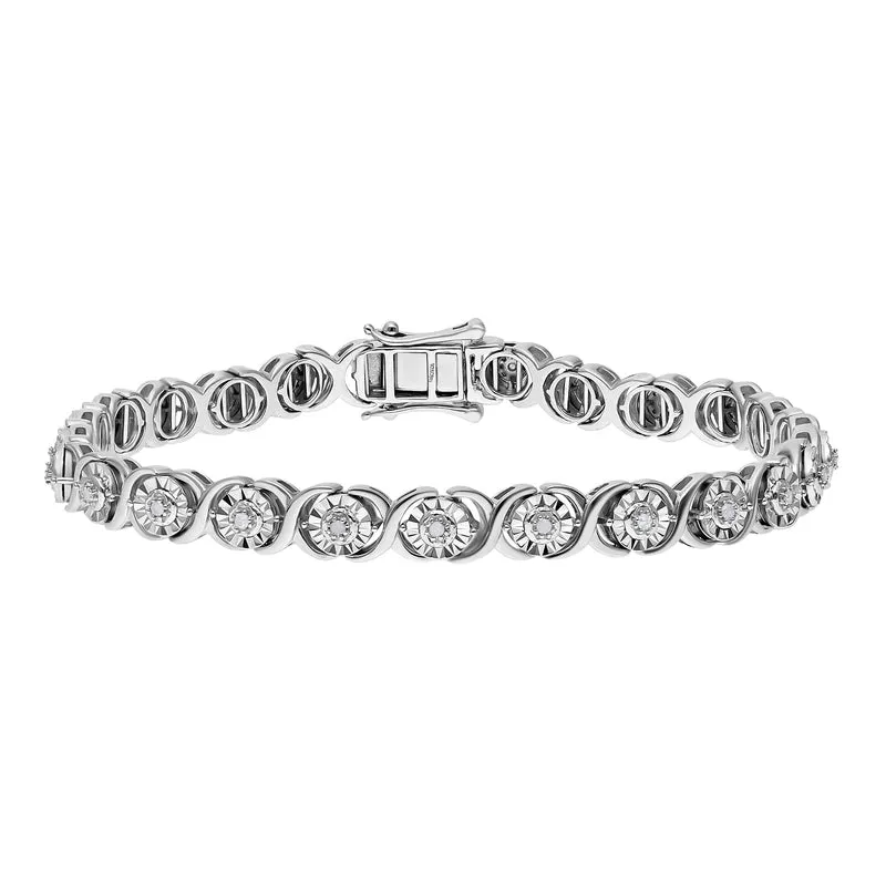 Weißer Diamant P3 Armband ca. 20 cm 925 Silber platiniert ca. 0.25 ct