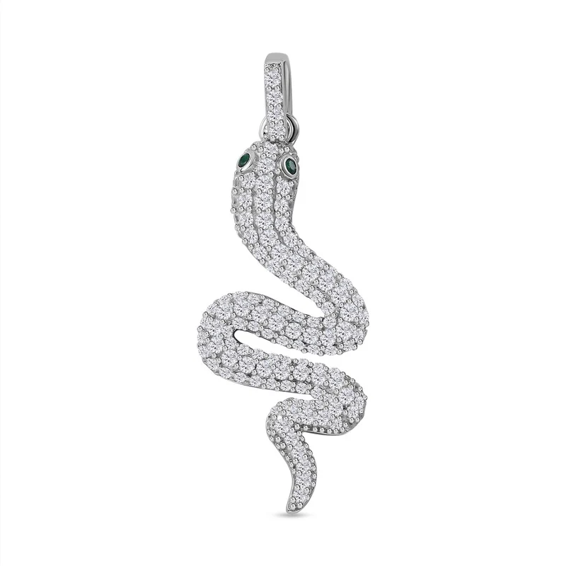 Grüner Zirkonia, Weißer Zirkonia Anhänger 925 Silber rhodiniert ca. 2.04 ct
