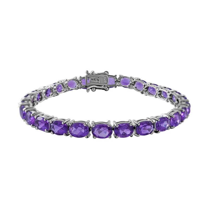 AA Lusaka Amethyst Armband, ca. 19 cm 925 Silber platiniert ca. 18.20 ct